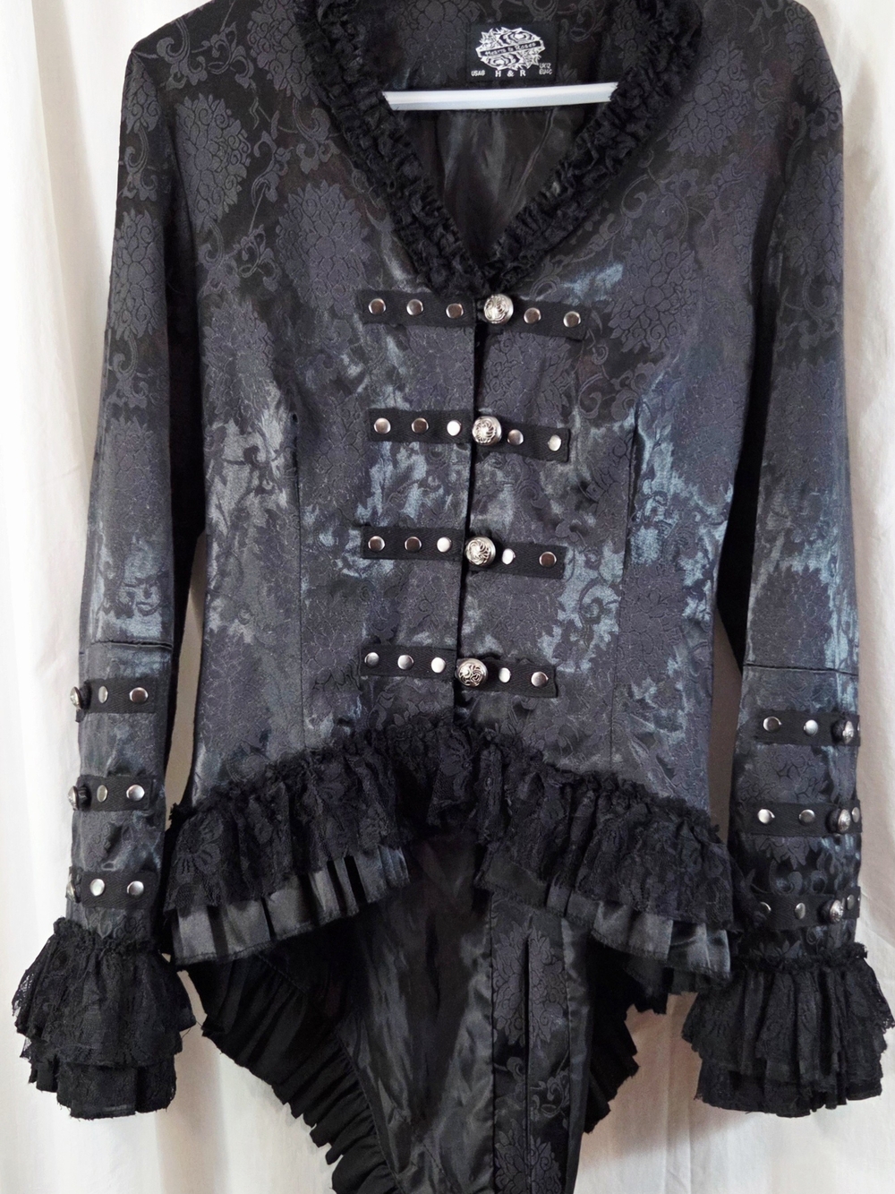 Hearts & Roses Gothic Brocade Lace Up Tailcoat Jacket US 8